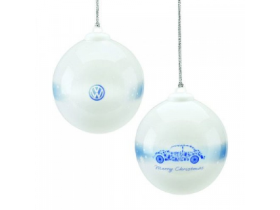 Фарфоровый елочный шар с изображением Volkswagen Beetle от VAG Фарфоровый елочный шар с изображением Volkswagen Beetle